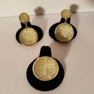 Pave Crystal Ring and Earrings
